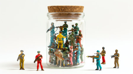 Glass Jar Filled With Small Toy Figurinesの素材