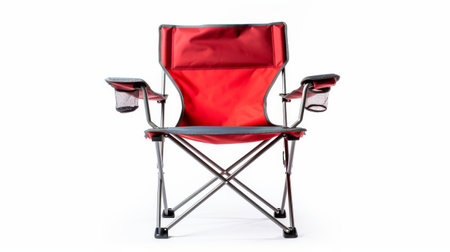 Portable Folding Camping Chair on White Background.の素材