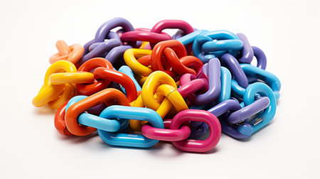 Colorful Interlocking Baby Blocks on White Background.の素材