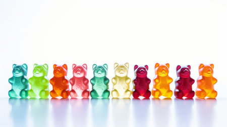 Colorful Gummy Bears in a Rowの素材