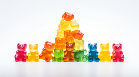 Colorful Gummy Bears in a Rowの素材