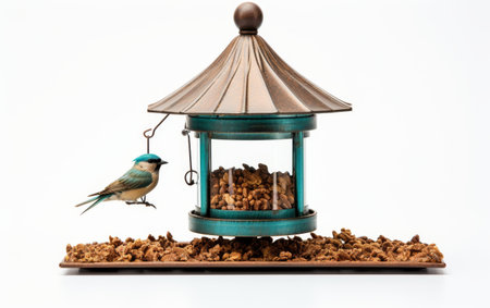 Bird Feeder With Bird Eatingの素材