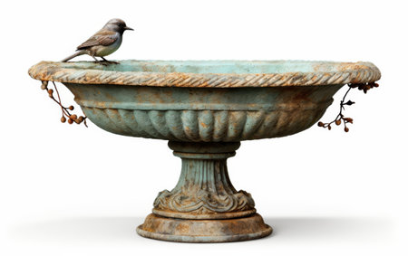 Bird Perched on Stone Bowlの素材