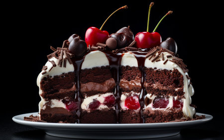 Delicious Cake With Cherries on Topの素材