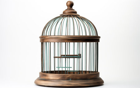 Golden Birdcage on White Backgroundの素材