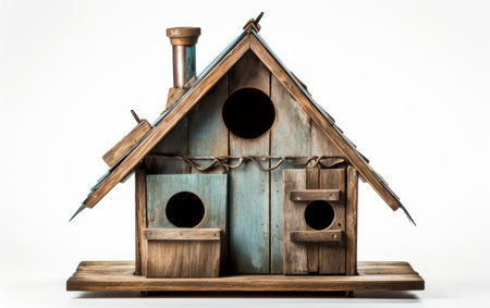 Wooden Birdhouse With Two Birds Insideの素材