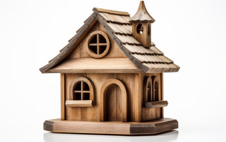 Wooden Birdhouse With Two Birds Insideの素材