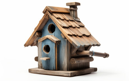 Wooden Birdhouse With Two Birds Insideの素材