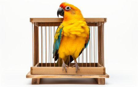 Colorful Bird Perched on Top of Gazeboの素材