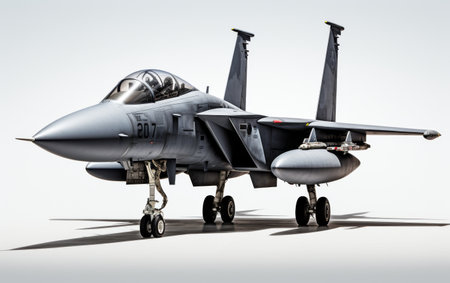 Fighter Jet Parked on Airport Runwayの素材