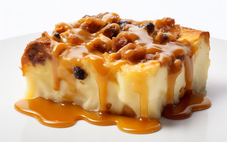 White Plate With Cake and Caramel Sauceの素材