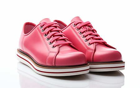 Pair of Red Shoes on White Floorの素材