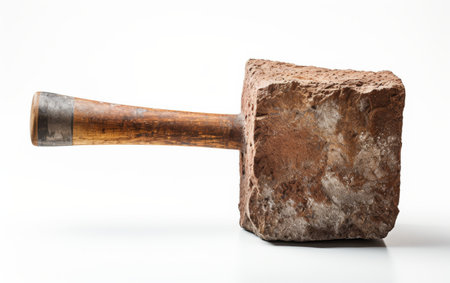 Wooden Hammer Striking Brickの素材