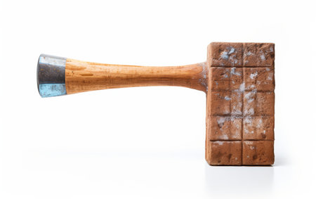 Wooden Hammer Striking Brickの素材