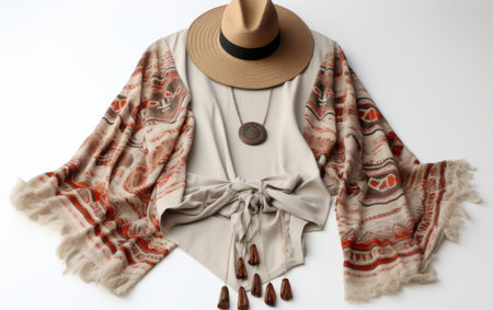 Hat and Scarf on White Surfaceの素材