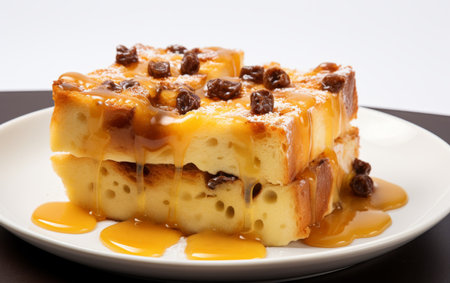 White Plate With Cake and Caramel Sauceの素材