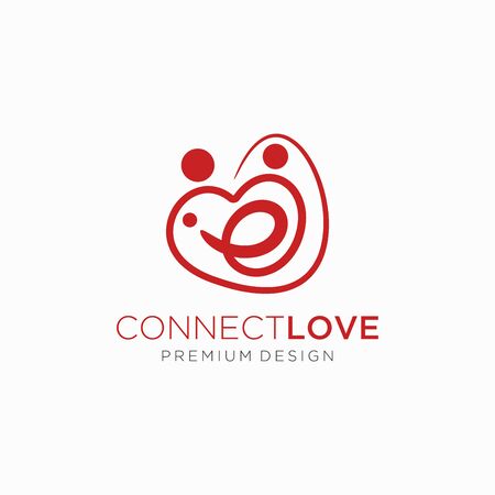 love connect logo, Creative Connect Logo, People and Family Logo Templateのイラスト素材