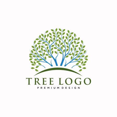 tree in hand logo. Tree Care Logo Design Templateのイラスト素材