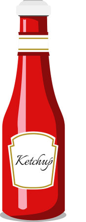 A red ketchup bottle with white stickerのイラスト素材