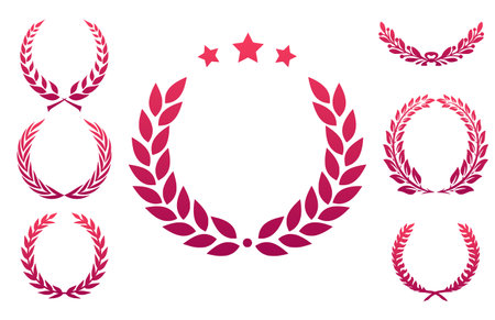 Set of seven victory laurel wreathsのイラスト素材