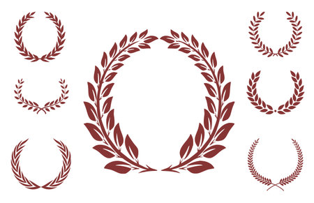 Set of seven award laurel wreathsのイラスト素材