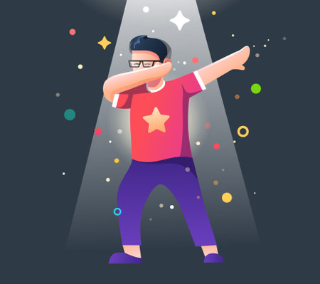 The guy makes a dance gesture Dab. Illustration Dabのイラスト素材
