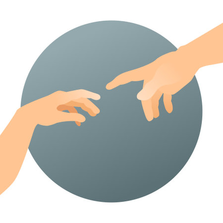 Illustration touch God. vector illustration
