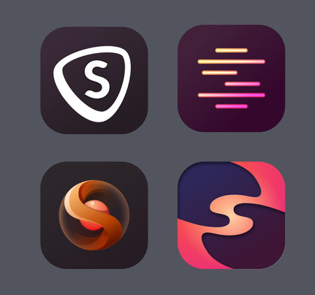 Letter S icons and logo. Logotype Sのイラスト素材