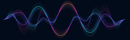audio sound wave. Colorful music pulse oscillation. Glowing impulse pattern