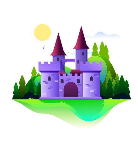 Illustration of a castle during the dayのイラスト素材