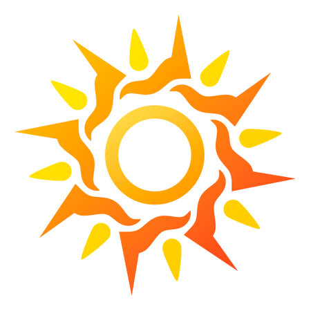A warm and bright symbol of the sun. Sun iconのイラスト素材