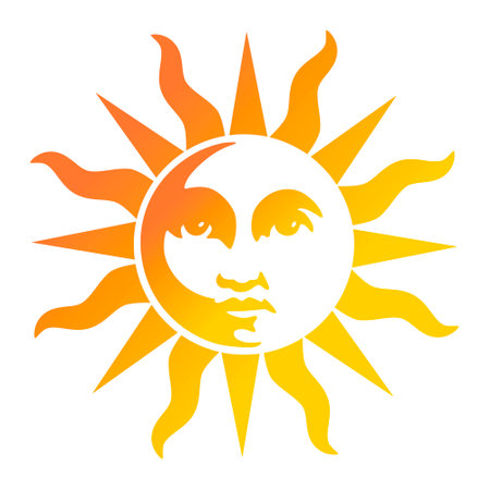 The May sun, the sun with a face and warm wavy raysのイラスト素材