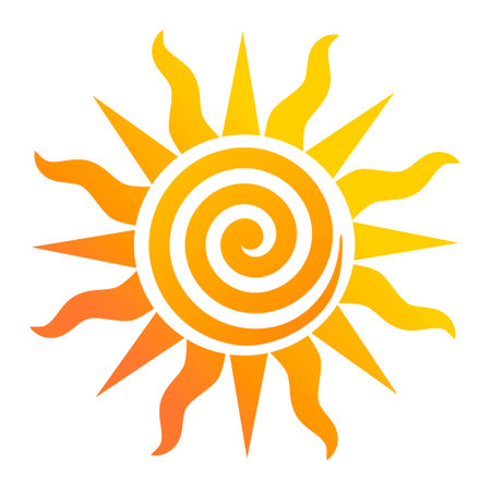 A simple sun sign with a spiral insideのイラスト素材