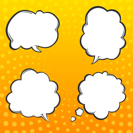 Set of 4 speech bubbles. Dialog cloudsのイラスト素材