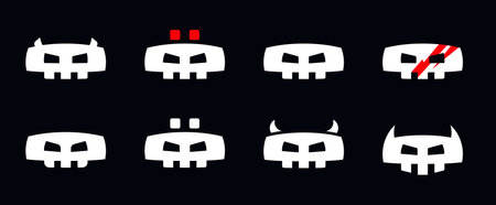 Set of abstract face symbol for logo. Angry face symbolのイラスト素材