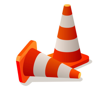 Illustration of two traffic conesのイラスト素材