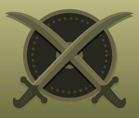 Two crossed sabers and a shieldのイラスト素材