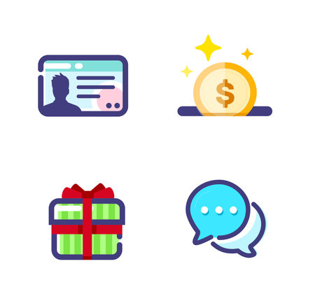 Four colorful icons for your needsのイラスト素材
