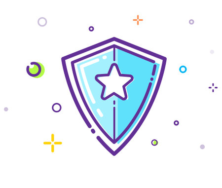 Illustration of high quality protection. Outline illustration of Shieldのイラスト素材