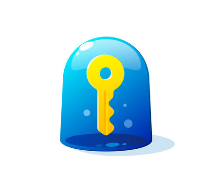 Golden key in blue jellyのイラスト素材