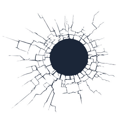 A circular image of a hole with circular cracks around itのイラスト素材