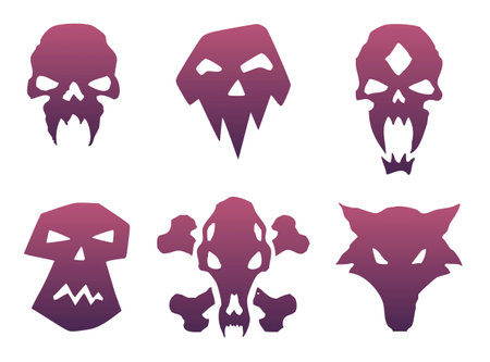 Set of abstract graphic skullsのイラスト素材