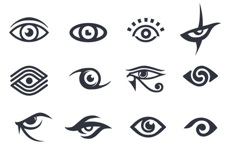 Set of different types of eyes. Eye logoのイラスト素材