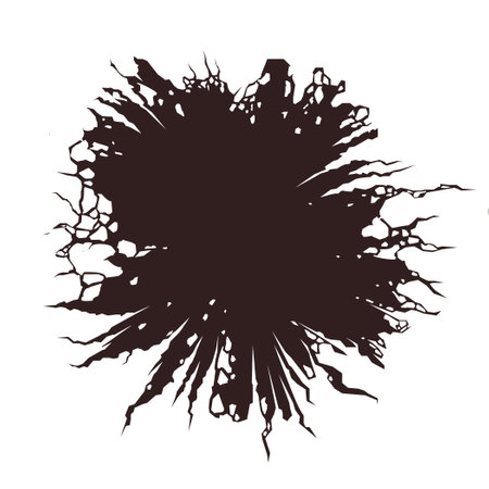 Silhouette of a hole in the wall with many cracks and debrisのイラスト素材