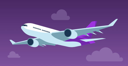 A passenger plane flies in the skyのイラスト素材
