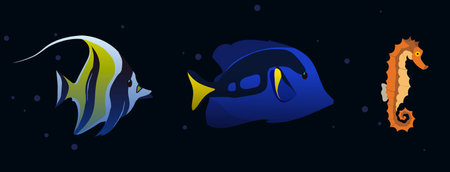 Illustration of colorful coral fish in the reefのイラスト素材