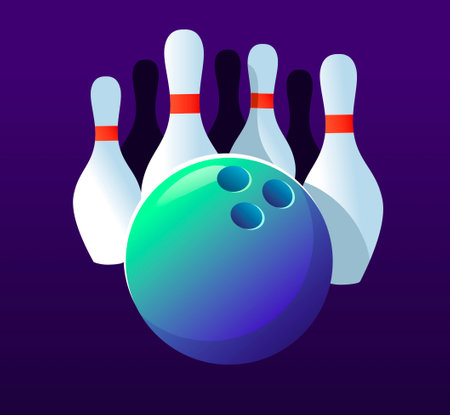 Illustration of a bowling alley with pinsのイラスト素材