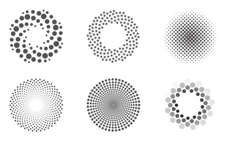 Set of abstract circles from swirling dotsのイラスト素材