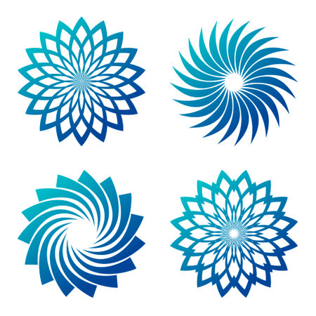 Set of abstract floral round symbolsのイラスト素材