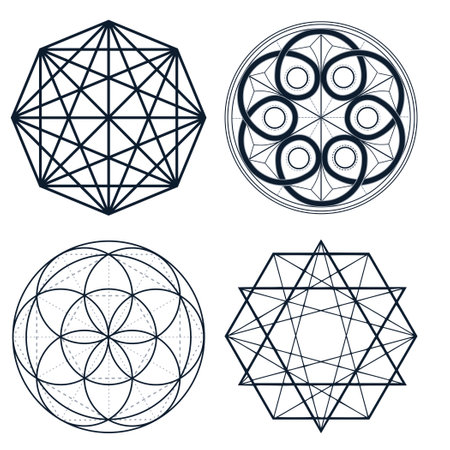 A set of different geometric mysterious shapesのイラスト素材
